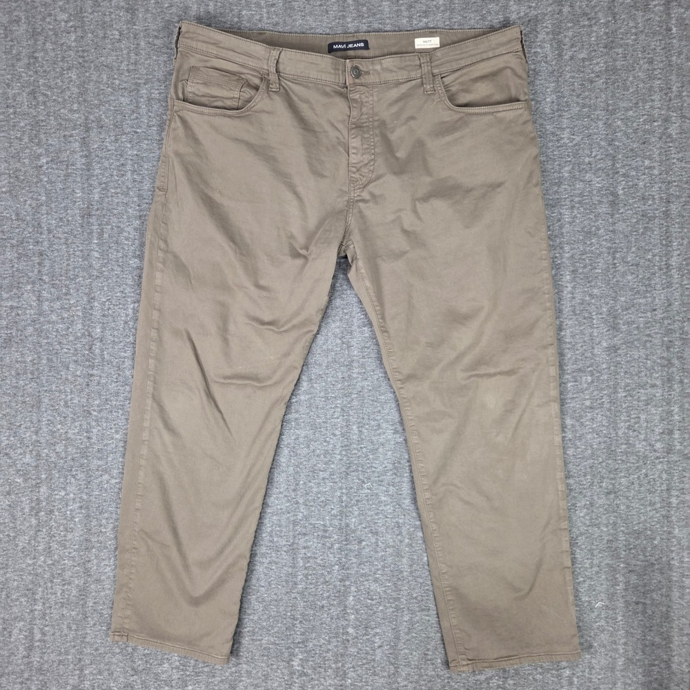 Mavi Jeans Men 44x30 Tan Matt Relaxed Straight Leg Pants Smart Casual Stretch